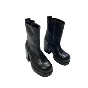 Vintage 90s Y2k Steve Madden Black Leather Platform Boots
